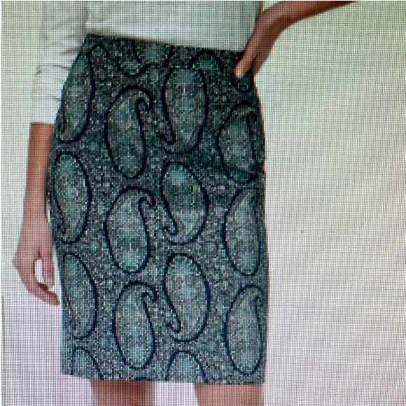 NWT J. Crew Paisley Cotton Stretch Sateen Pencil Skirt Size 6 - Picture 2 of 13